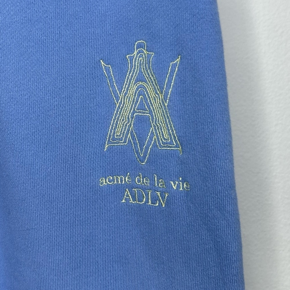 Acmé de la vie AV Color Embroidery Cotton Logo Pants in Light Indigo Blue Size 0 - Picture 2 of 7